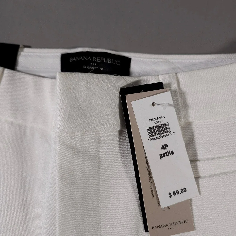 Banana Republic Sloan Crop Pants Womens 4P White Petite Stretch Trousers New - Picture 2 of 8